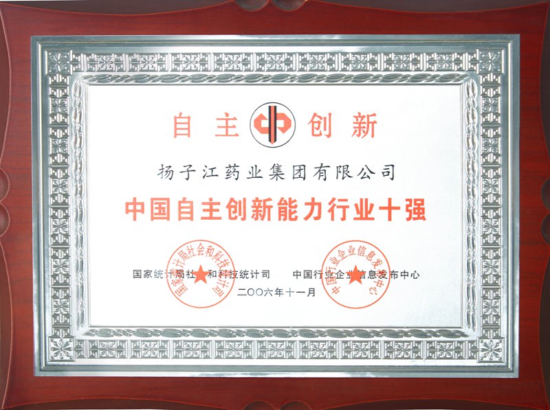 中國自主創新能力行業十強（2006）